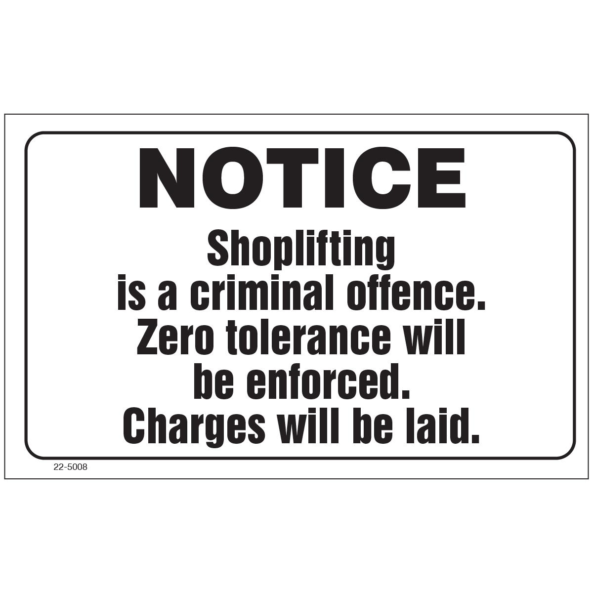 22-5008 Notice Shoplifting - Exterior Black
