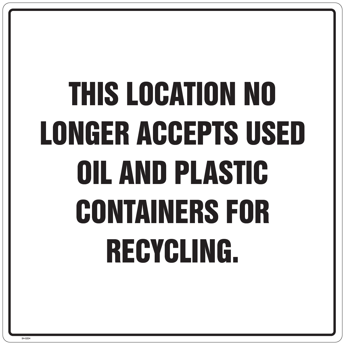 54-0204 Discontinuation of Used Oil Program