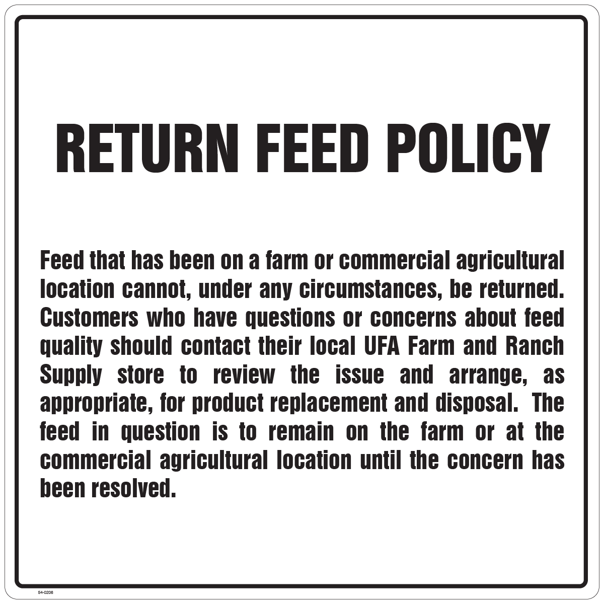 54-0206 Return Feed Policy