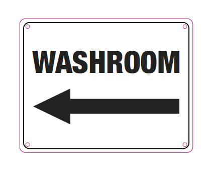 55-0057 Washroom Directional ACM Sign (LEFT Arrow)