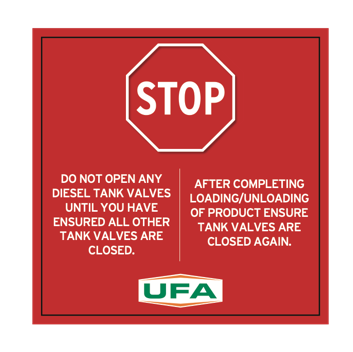 22-8076 STOP Do Not Open Any Diesel Tank Valves