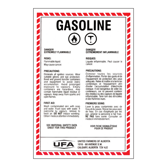 22-0114 WHMIS Decal-Gasoline