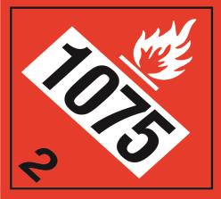 39-0301 UFA TDG Placard 1075 Class 2 Flammable