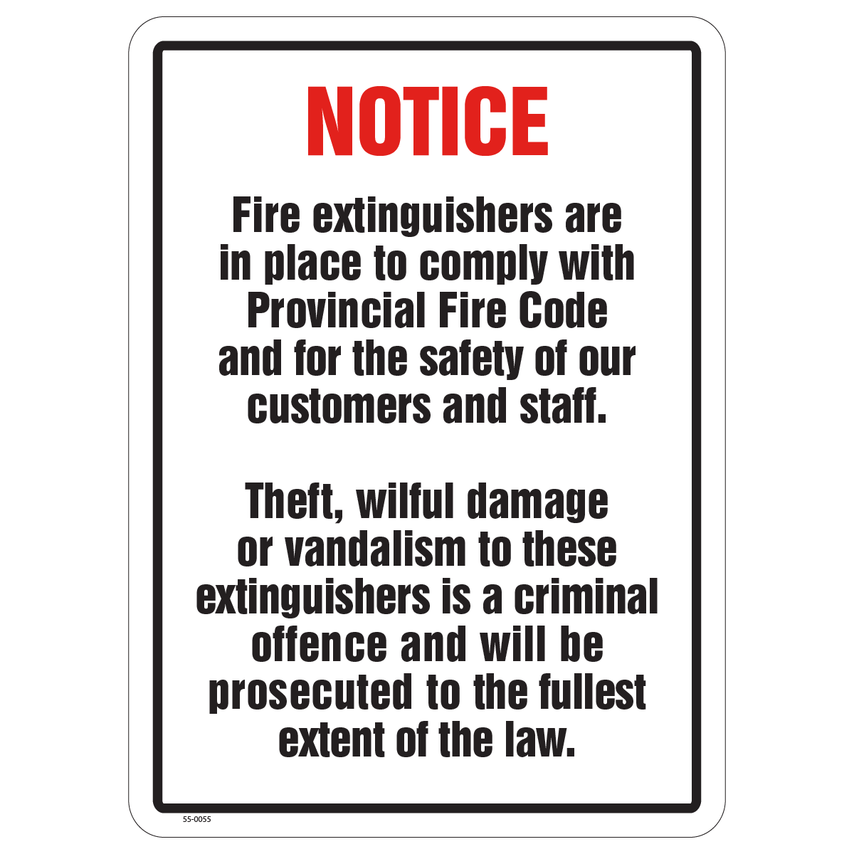 54-0055 Fire Extinguisher Notice