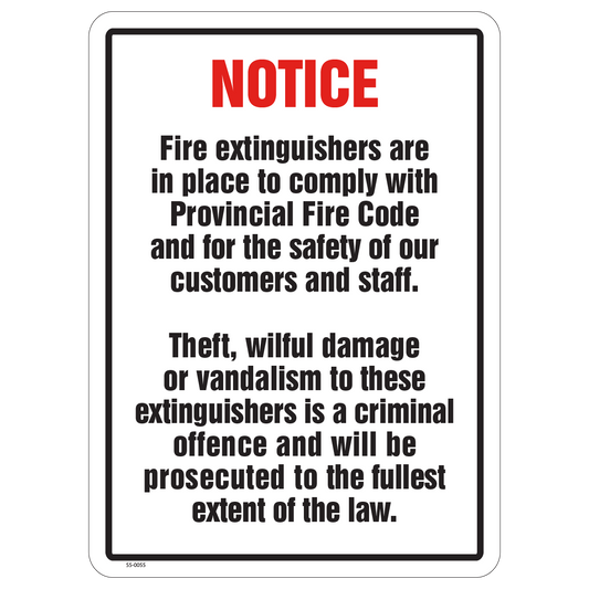 54-0055 Fire Extinguisher Notice