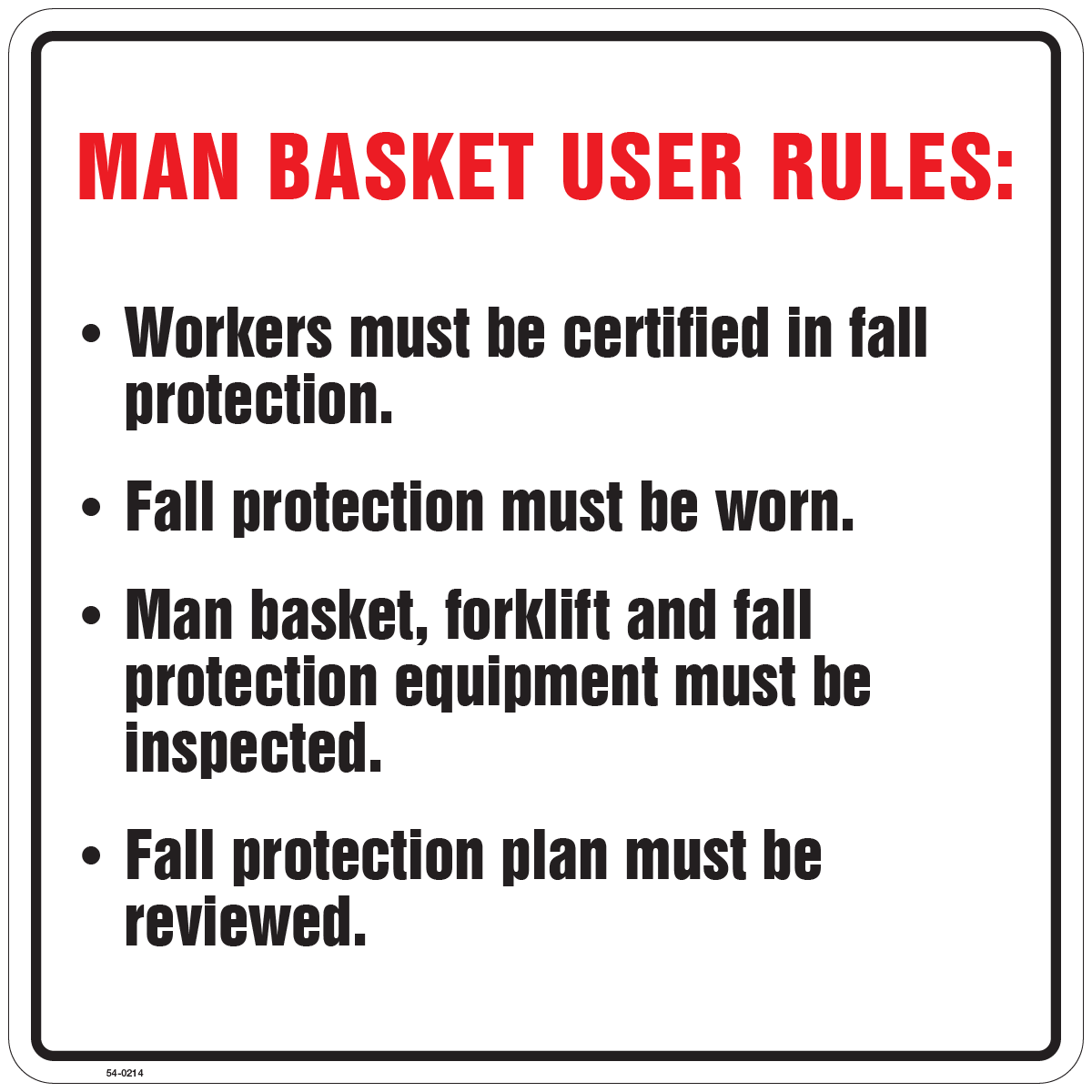 54-0214 Man Basket User Rules